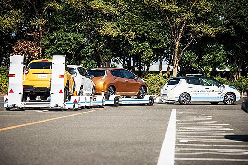 Nissan внедрил беспилотную систему транспортировки автомобилей на одном из своих заводов - Nissan